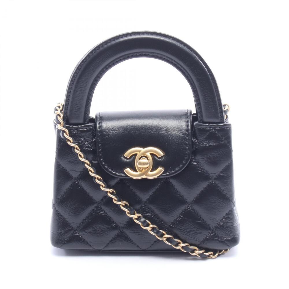 Chanel Matelasse Shoulder Bag Lambskin Sheepskin Black